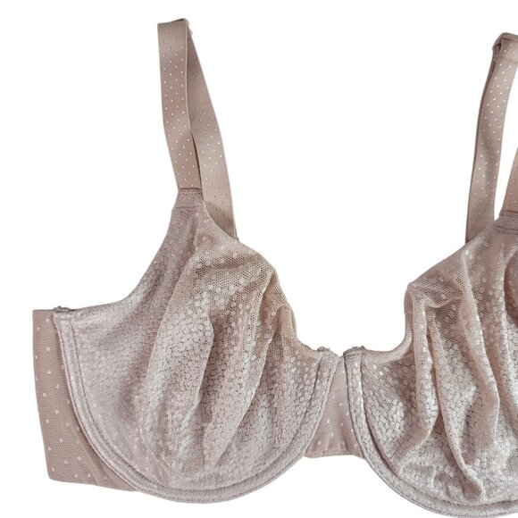 Wacoal Back Appeal Dot Jacquard Bra Tan 34DD Underwire Seamless Cup #855303 - Picture 2 of 10